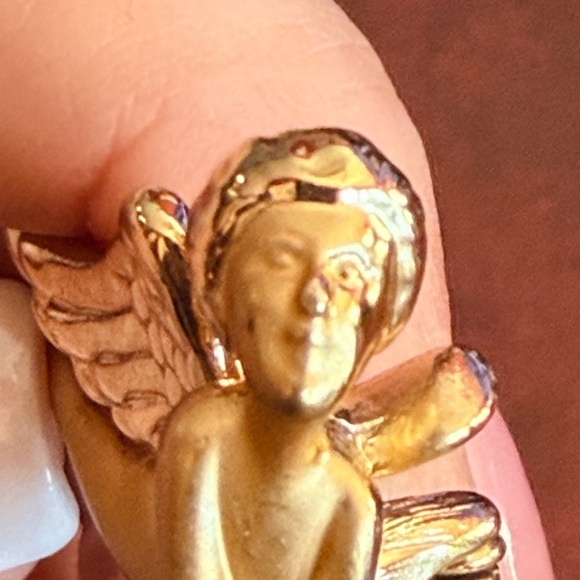 AJC Signed Winged Angel Heart Brooch 1980s Costume Jewelry - Picture 5 of 11